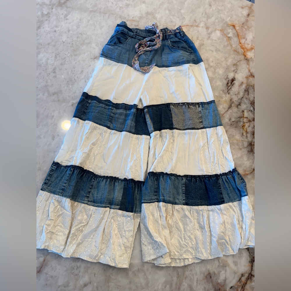 Young Threads Chic Patchwork Wide-Leg Pants Size … - image 2